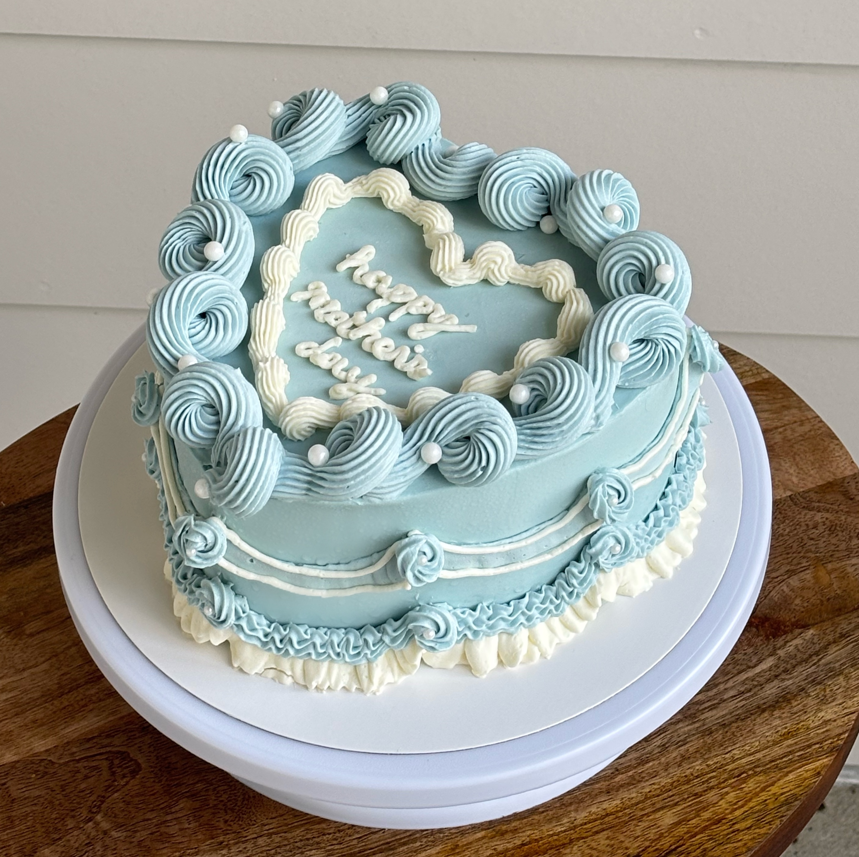 Powder Blue Heart Cake