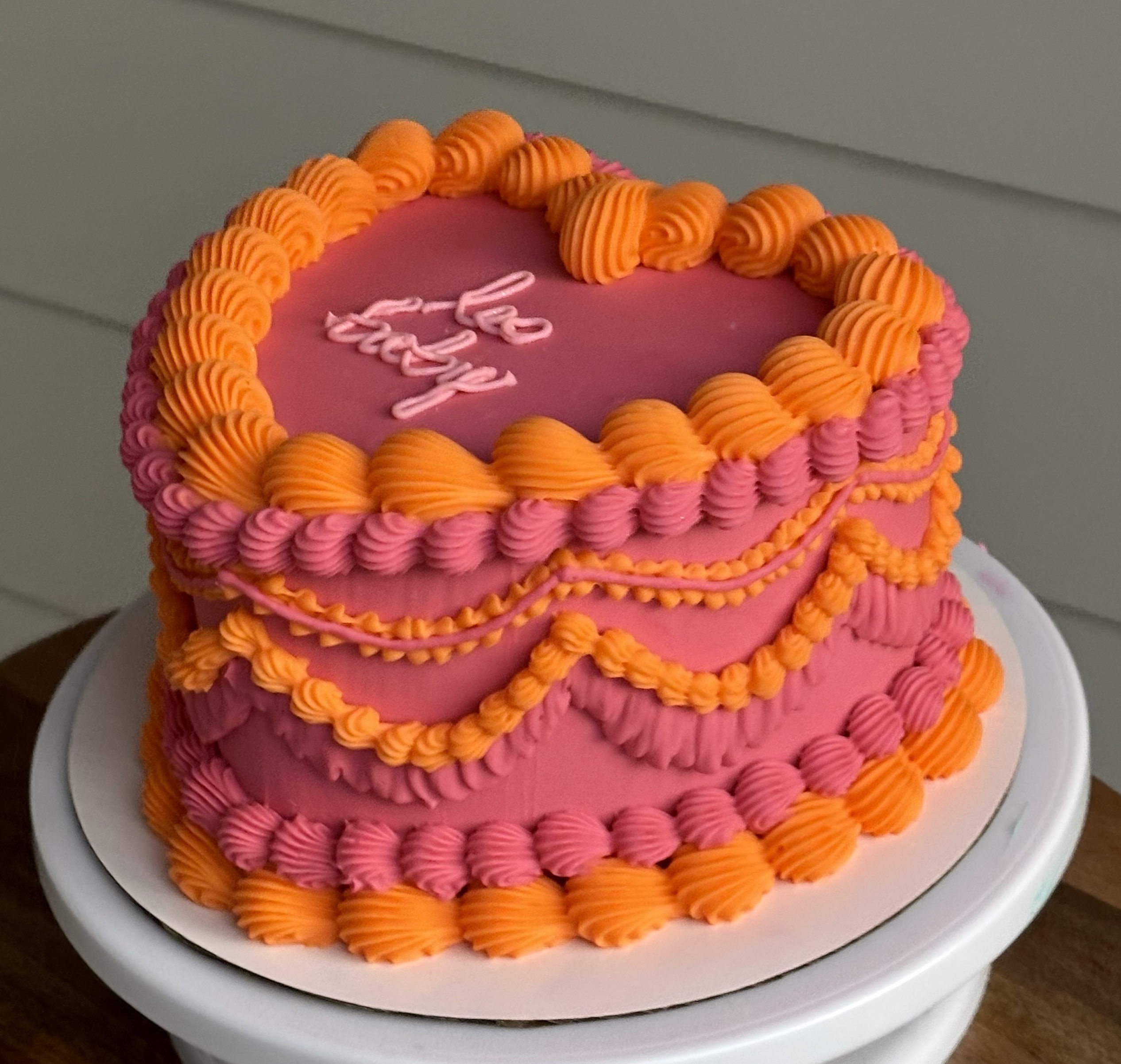 Groovy Pink & Orange Heart Cake