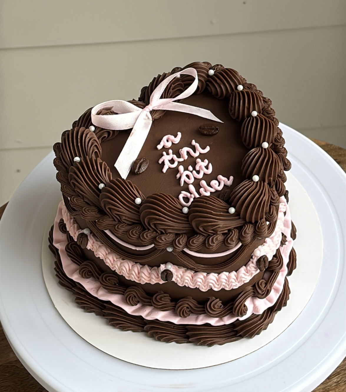 Mocha Pink Heart Cake